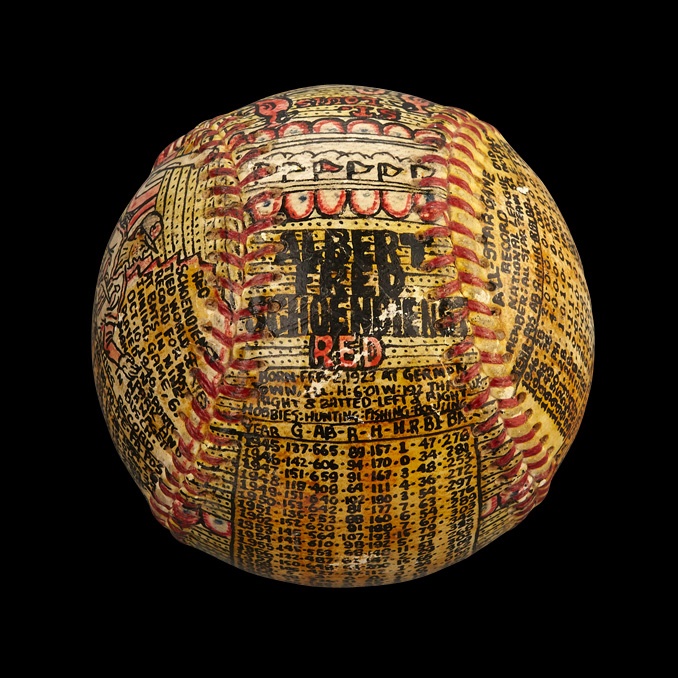 Red Schoendienst Baseballs & Autographs - Hand-Painted Folk Art Baseball by George Sosnak