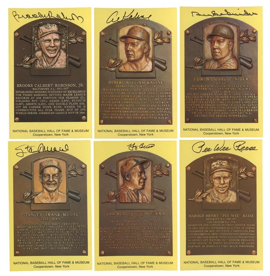 Red Schoendienst Baseballs & Autographs - Collection of Signed Yellow Hall of Fame Plaque Postcards (190+)