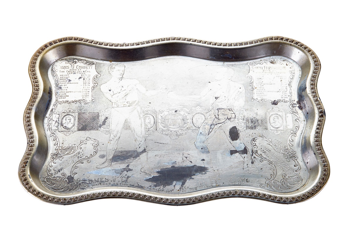 - 1897 Corbett v. Fitzsimmons Silver Souvenir Tray