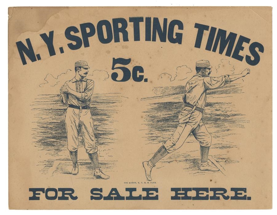 Baseball Memorabilia - 1850s Tim Keefe Sporting Times Advertising Sign