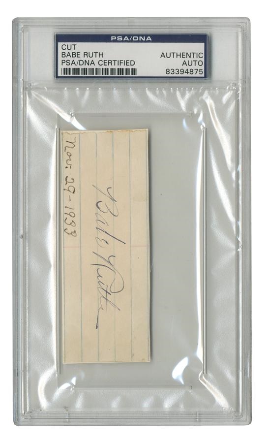 - November 29, 1933 Babe Ruth In-Person Signed Autograph