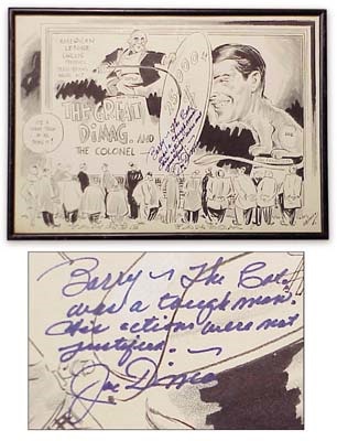 Joe DiMaggio - Joe DiMaggio Signed Cartoon (12x16" framed)