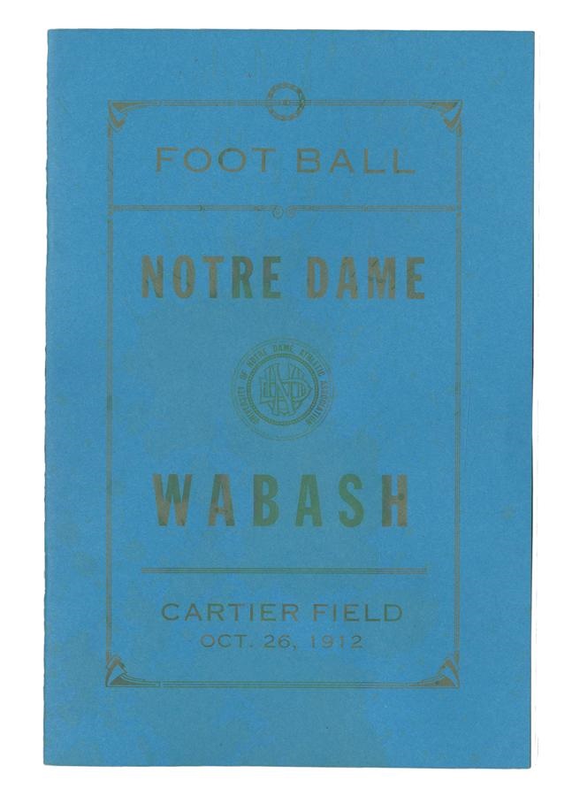 - 1912 Notre Dame Vs. Wabash Football Program High Grade