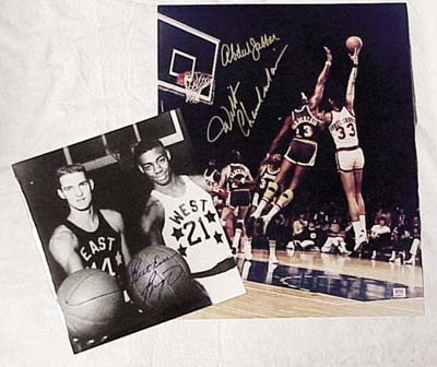 Basketball - Kareem Abdul-Jabbar & Wilt Chamberlain Signed 16x20" Photographs (3)