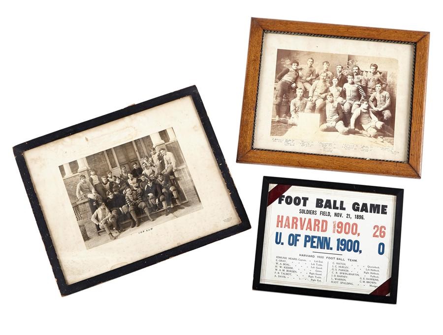 Football - 1896 Harvard-Penn Football Broadside & Vintage Photos (3)