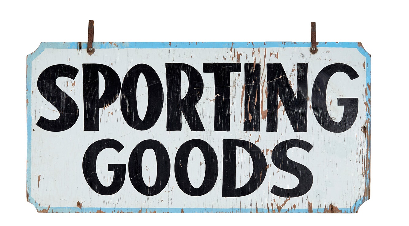 - 1950s Sporting Goods Folk Art Sign