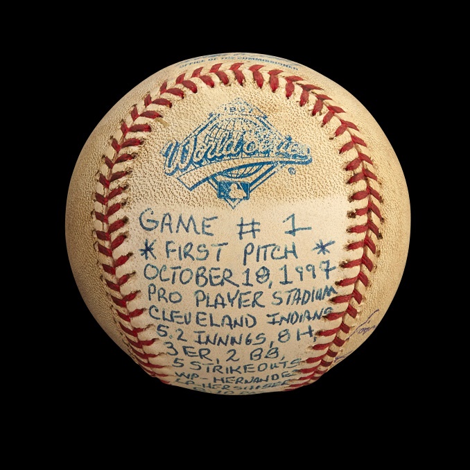 The Livan Hernandez Collection - 1997 World Series First Pitch Baseball