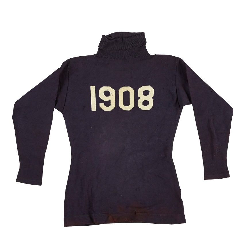 - Superb Yale Football Sweater With 1908 Class Woven Into the Chest