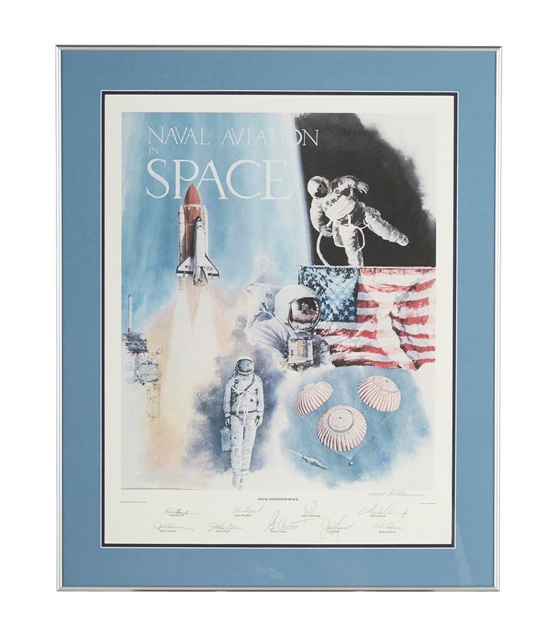 Rock And Pop Culture - Naval Aviators in Space Print Signed By Neil Armstrong and Eight Other Astronauts