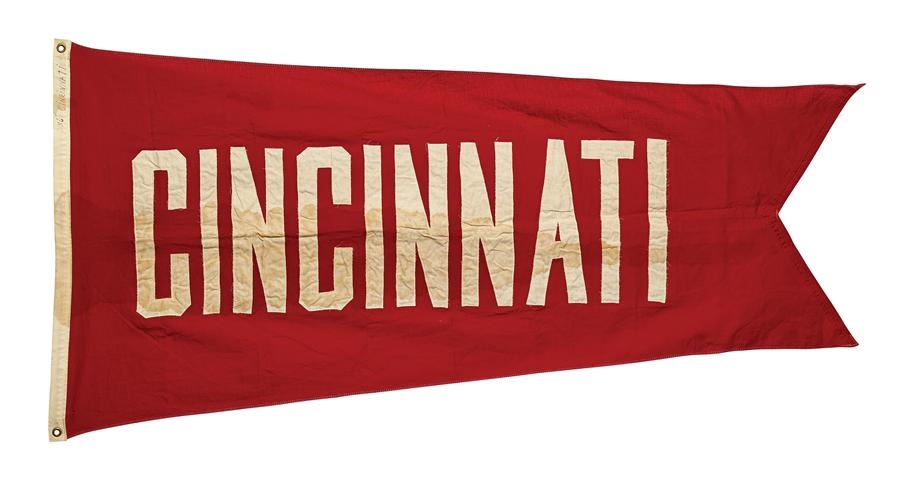 Stadium Artifacts - Cincinnati Reds Flag Flown at Wrigley Field Circa Late 1960's