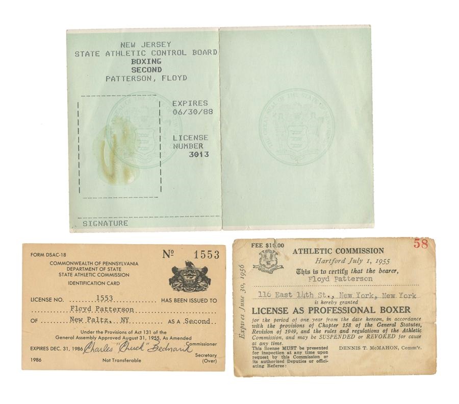 The Floyd Patterson Collection - Floyd Patterson Boxing Licenses