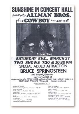 Bruce Springsteen - 1971 Bruce Springsteen & The Allman Brothers Concert Handbill