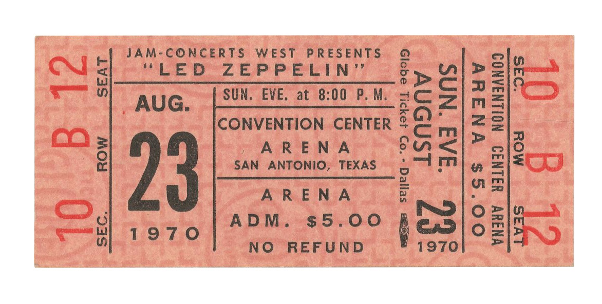 - High-Grade Led Zeppelin Concert Ticket