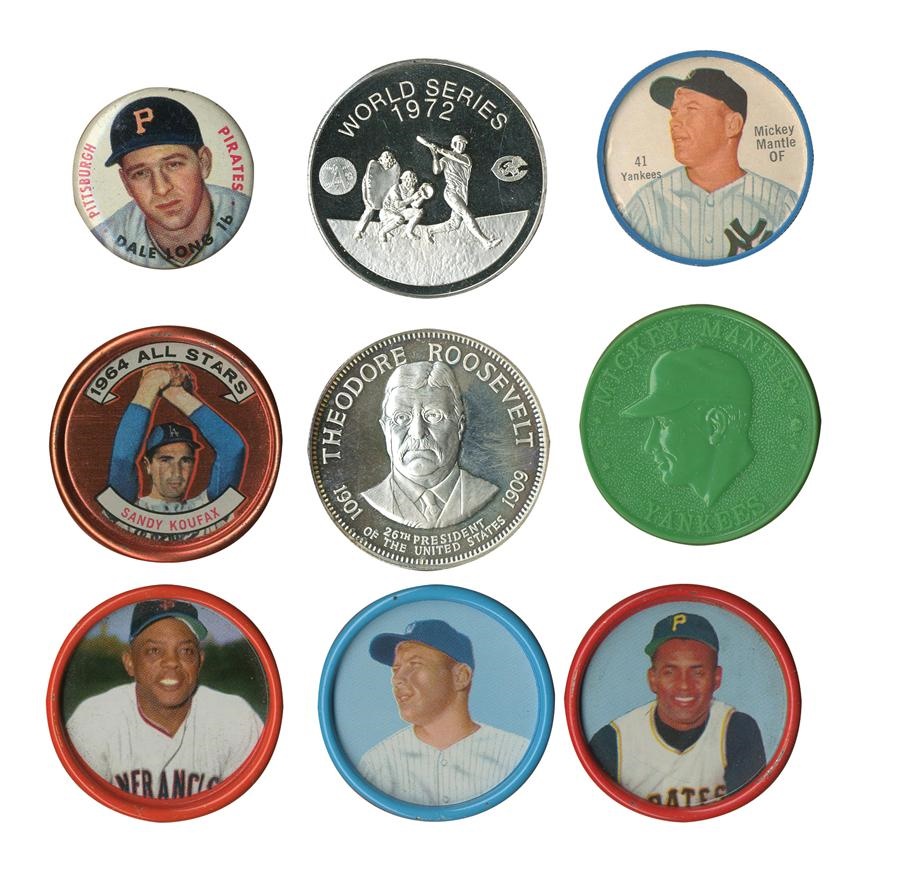 Sports and Non Sports Cards - Coins, Caps, & Commerative Collection Including Mantle (250+)
