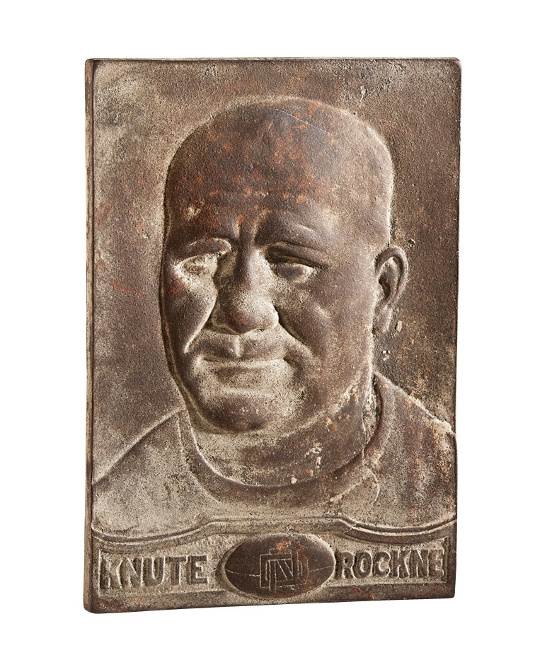 - 1930s Knute Rockne Cast Iron Plaque
