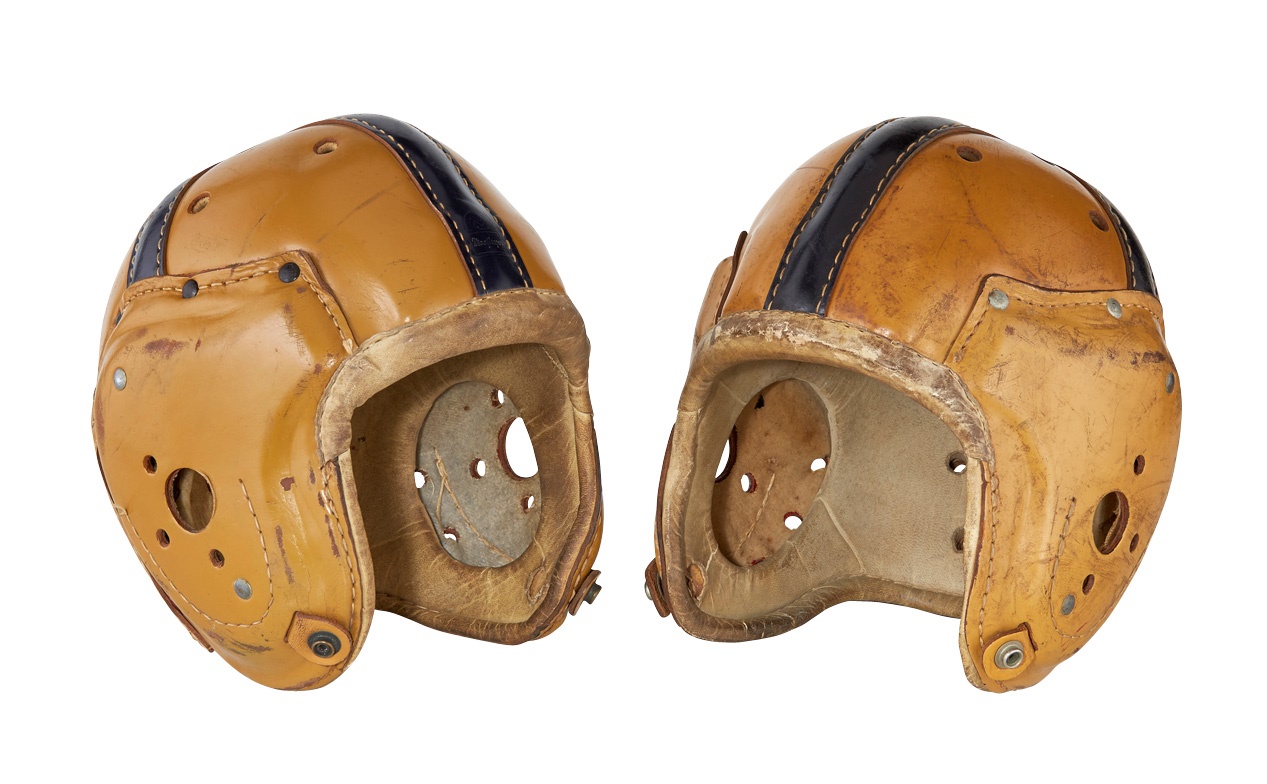 - 1951-53 Notre Dame Menil Mavraides Game-Used Football Helmets (2)