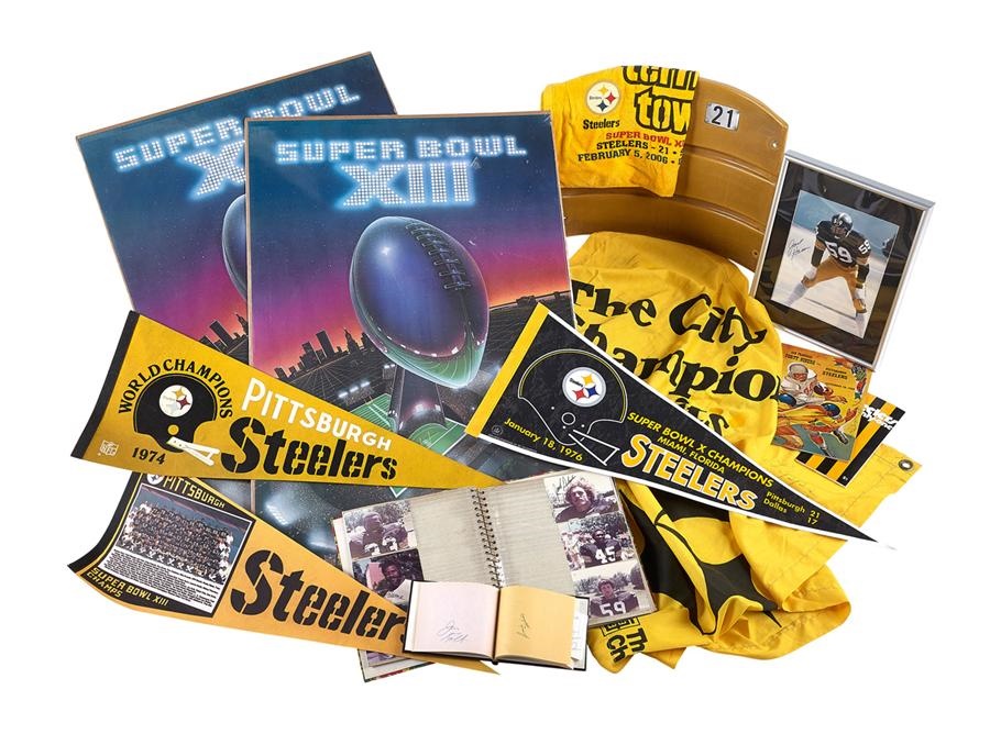 Football - Pittsburgh Steelers Collection Vintage Autographs, Pennants & Banner (50+)