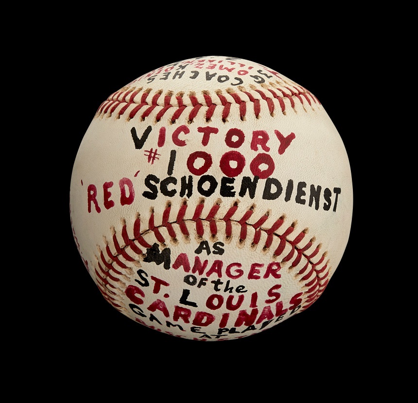 Red Schoendienst Equipment - Baseball From 1,000th Win As A Manager