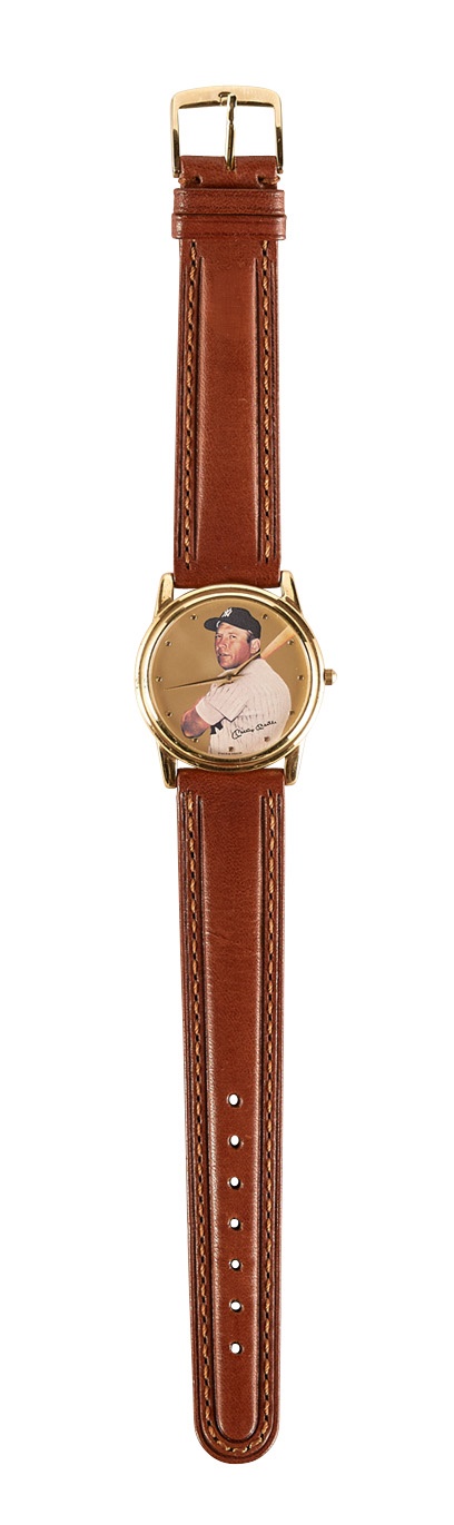 NY Yankees, Giants & Mets - Mickey Mantle Photo Watch in 18k Gold