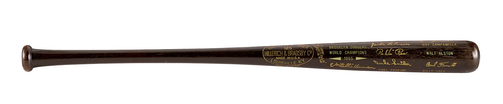 - 1955 World Champion Brooklyn Dodgers Black Bat