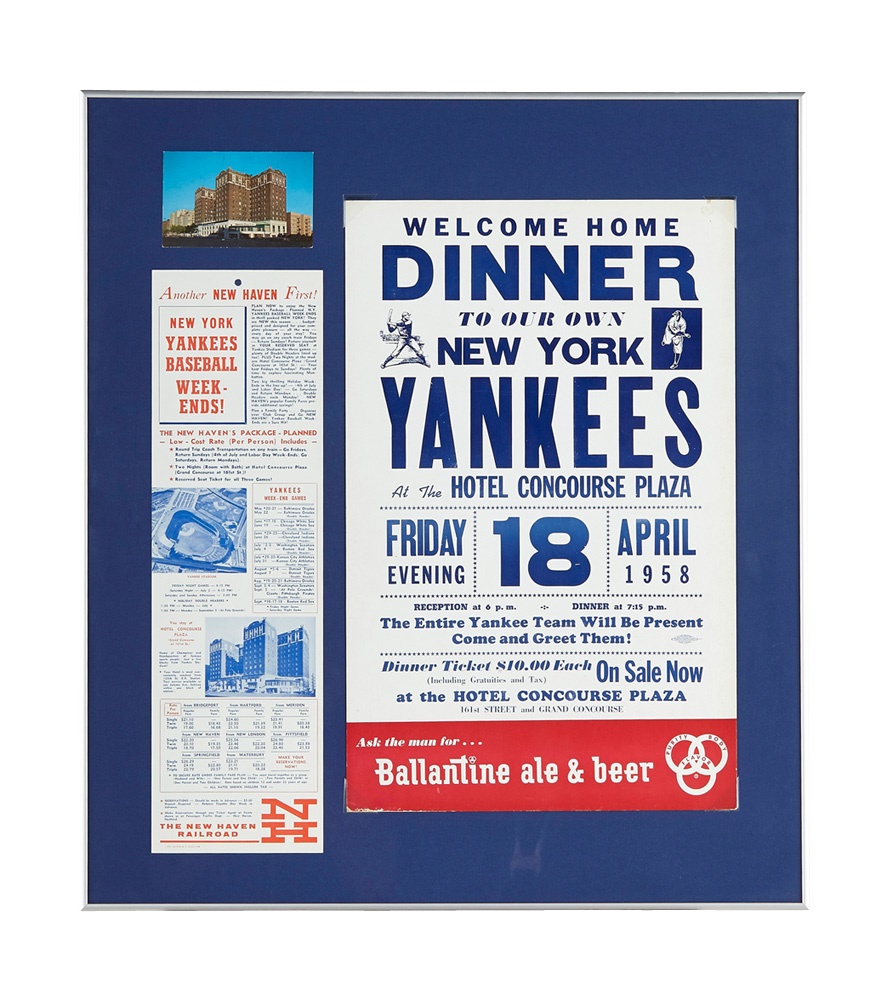 NY Yankees, Giants & Mets - 1958 New York Yankees Welcome Home Dinner Poster & New Haven Train Broadside
