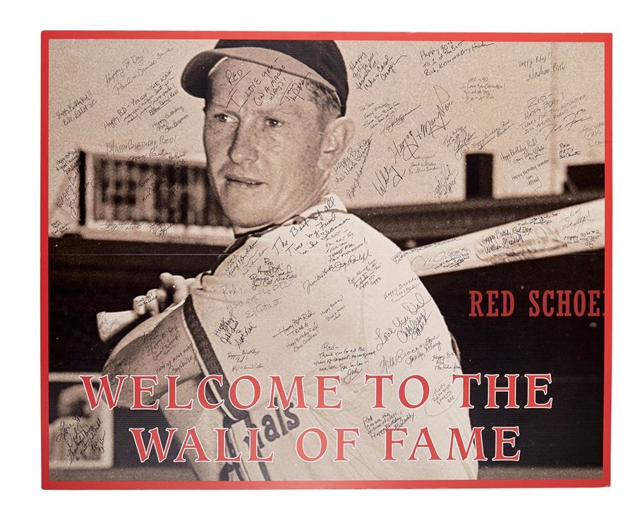 Red Schoendienst Baseballs & Autographs - Giant Signed 90th Birthday Display