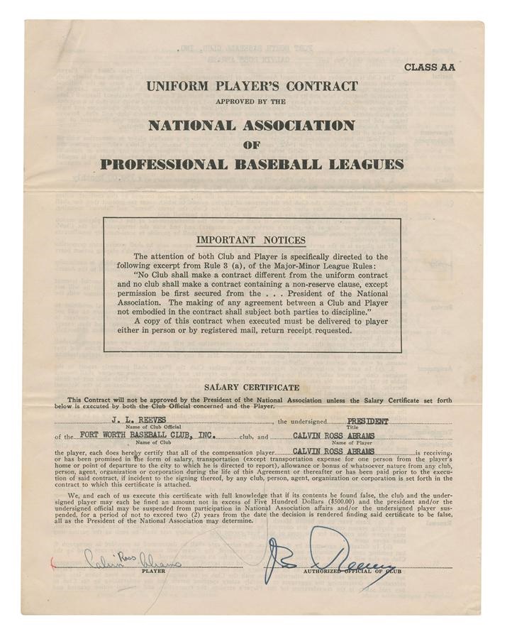 - Cal Abrams Collection of Minor League Contracts and Releases Including Branch Rickey Signed (6)