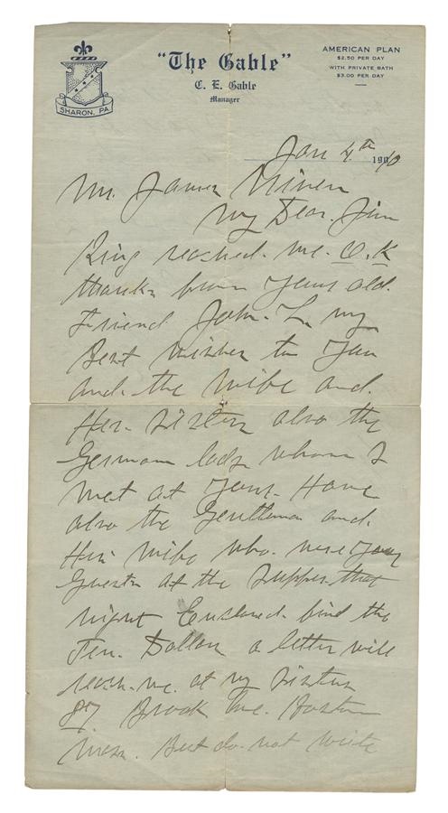 - John L. Sullivan Handwritten/Signed Letter