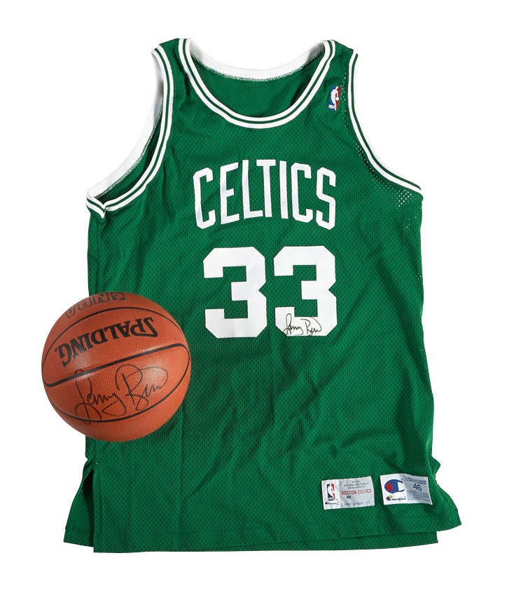 - Larry Bird Signed Basketball and Jersey (UDA)