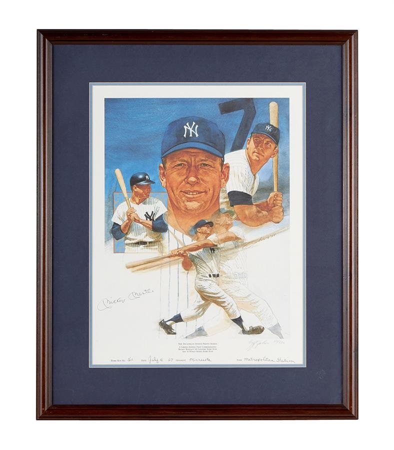 Mickey Mantle Signed Limited-Edition Print by Cliff Spohn