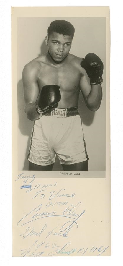 1962 Cassius Clay Signed Photo With 1964 Championship Prediction