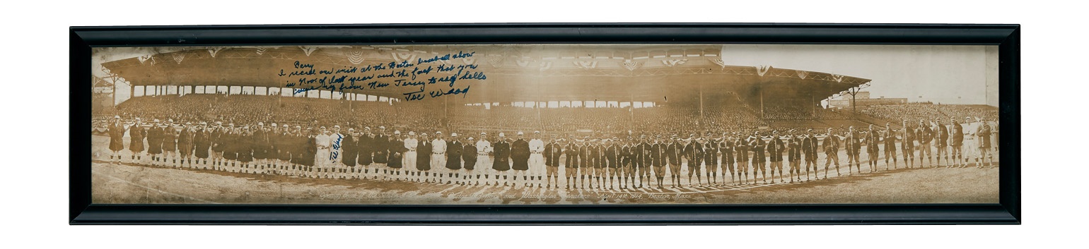 Baseball Memorabilia - 1914 Boston Red Sox vs. Washington Senators Opening Day Panoramic Signed By Joe Wood