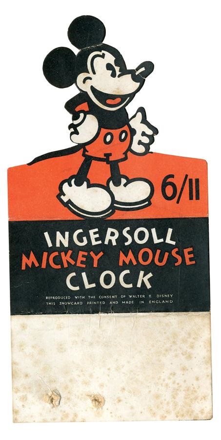 Rock And Pop Culture - 1930s Mickey Mouse Clock Advertising Standee