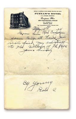 1938 Cy Young Handwritten Letter