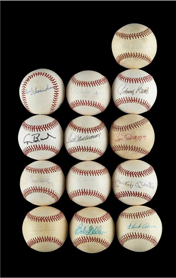 Red Schoendienst Baseballs & Autographs - Single-Signed Baseballs Collection with Mantle, DiMaggio, Bush & Williams