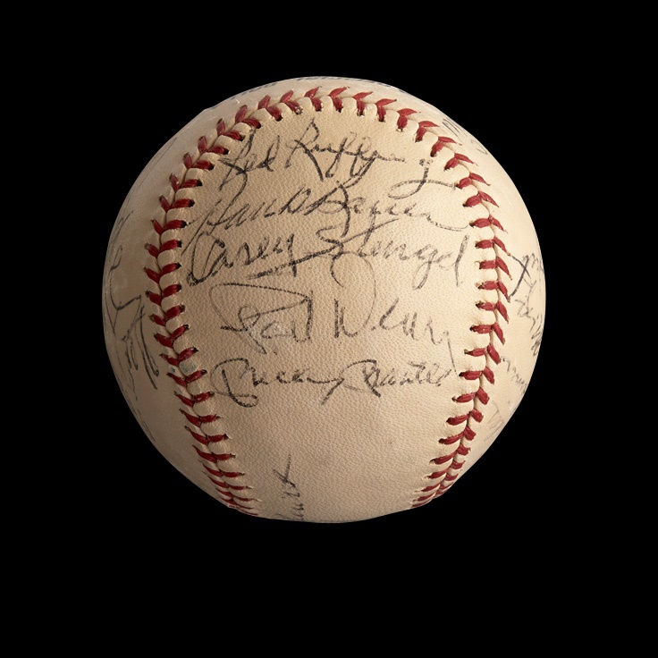 Red Schoendienst Baseballs & Autographs - 1972 Yankees and Cardinals Old Timers' Signed Baseball with Mantle and Maris