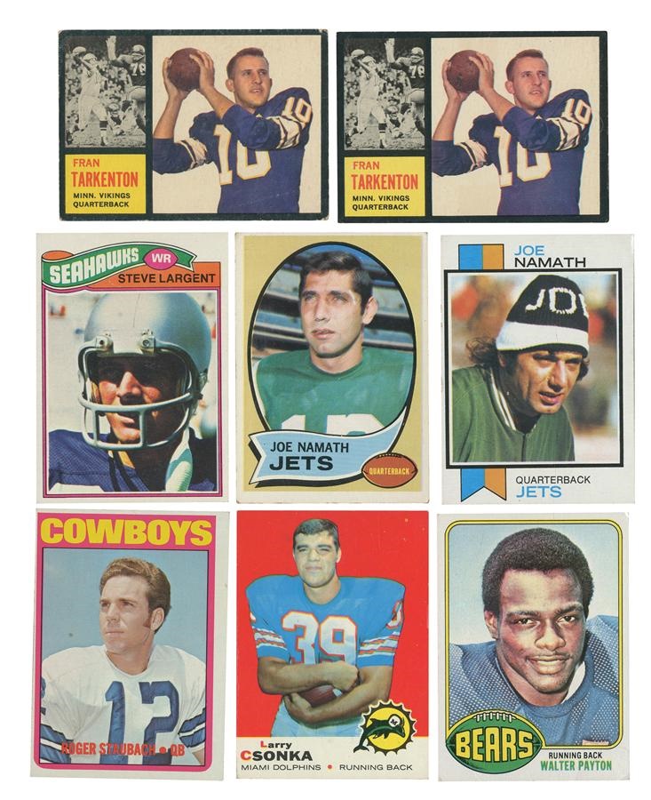 Sports and Non Sports Cards - 1955-1976 Shoebox Collection Football Including Tarkenton And Payton Rookies (500+)