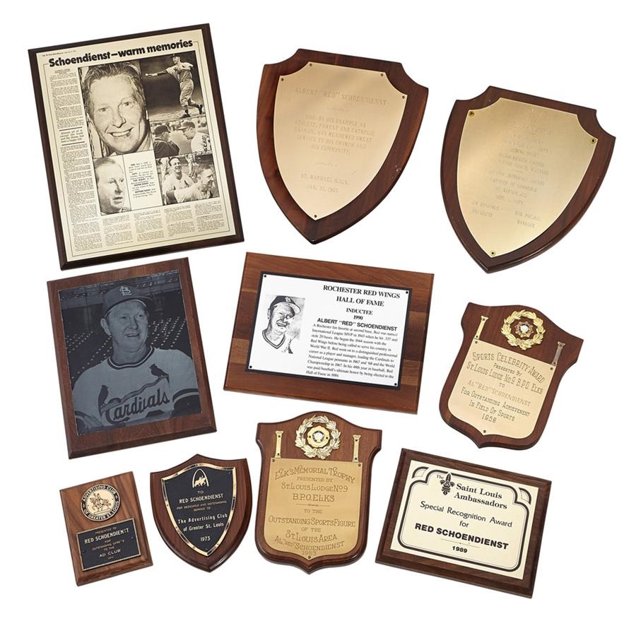 Red Schoendienst Jewelry & Awards - Large Collection of Award Plaques, Citations and Certificates (30)