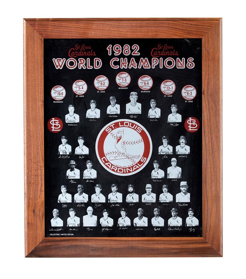 Red Schoendienst Miscellaneous - 1982 St. Louis Cardinals World Champions Glass Display