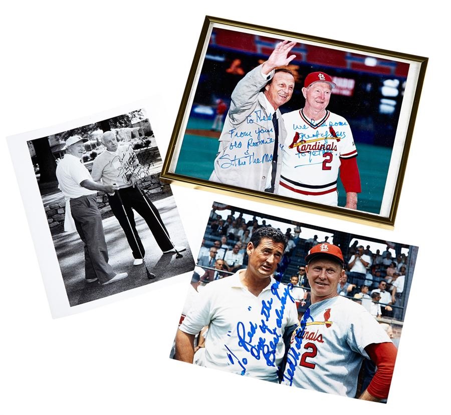 Red Schoendienst Baseballs & Autographs - DiMaggio, Williams and Musial Signed Photos to Red