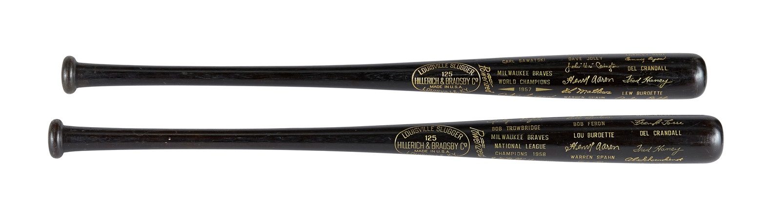 1957 and 1958 Milwaukee Braves Black Bats
