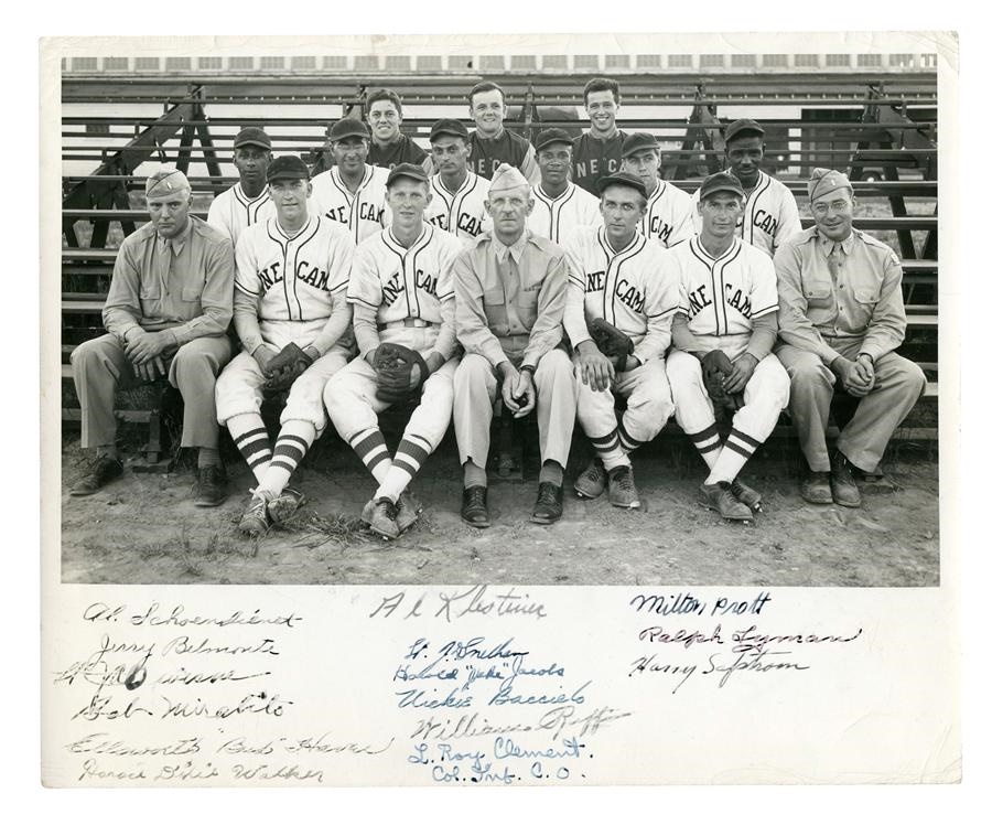 - Early 1940s Pine Camp Army Baseball Team-Signed Photograph