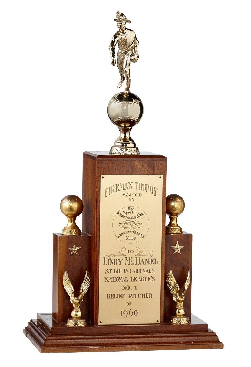1960 Lindy McDaniel Fireman of the Year Trophy-The Very First Year For the Award