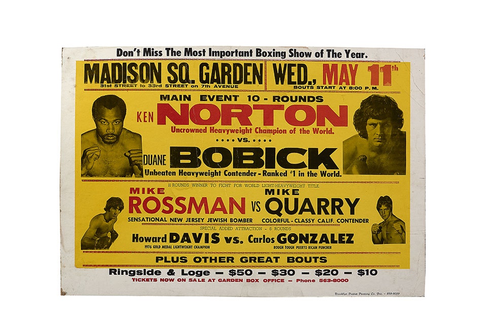 Muhammad Ali & Boxing - 1977 Ken Norton vs. Duane Bobick On-Site Fight Poster