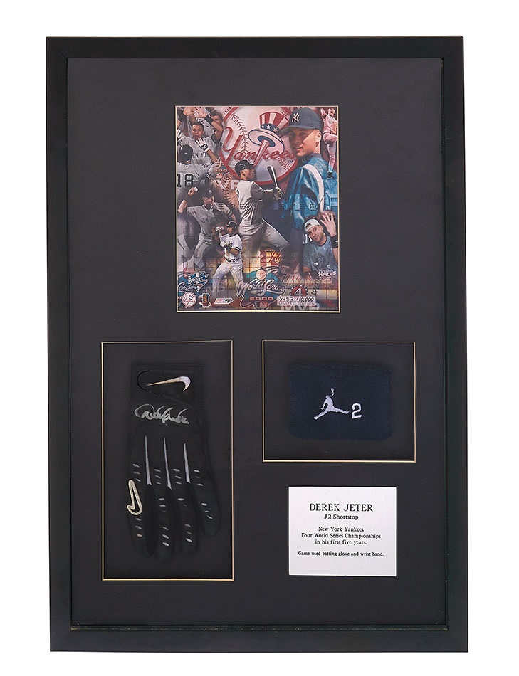 Derek Jeter Signed, Game-Used Batting Glove and Wristband with Jeter Signed LOA