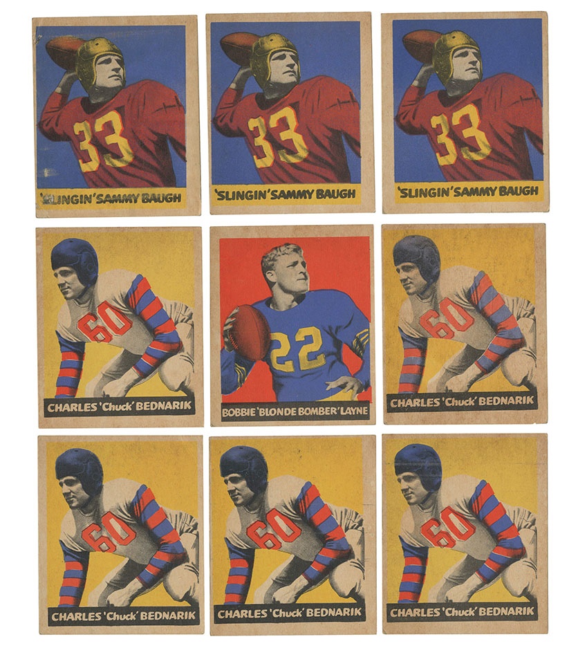 Sports and Non Sports Cards - 1949 Leaf Football Collection Including Baugh & Bednarick (77)