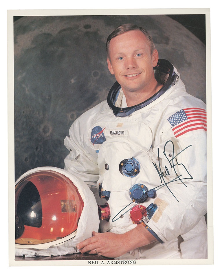 Rock And Pop Culture - Exceptional Neil Armstrong Signed Photo (Two LOA's)