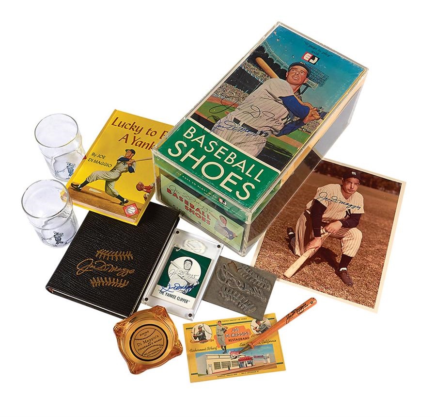 Joe DiMaggio Collection Including Signed Picture Shoe Box (10)