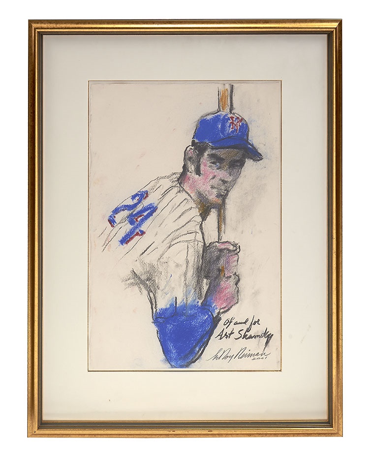 Sports Fine Art - LeRoy Neiman Large-Size Original Pastel of Art Shamsky