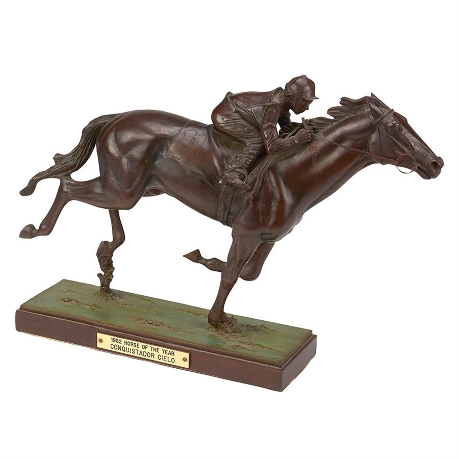 Sports Fine Art - Conquistador Cielo Horse Racing Bronze By Marcel Jovine